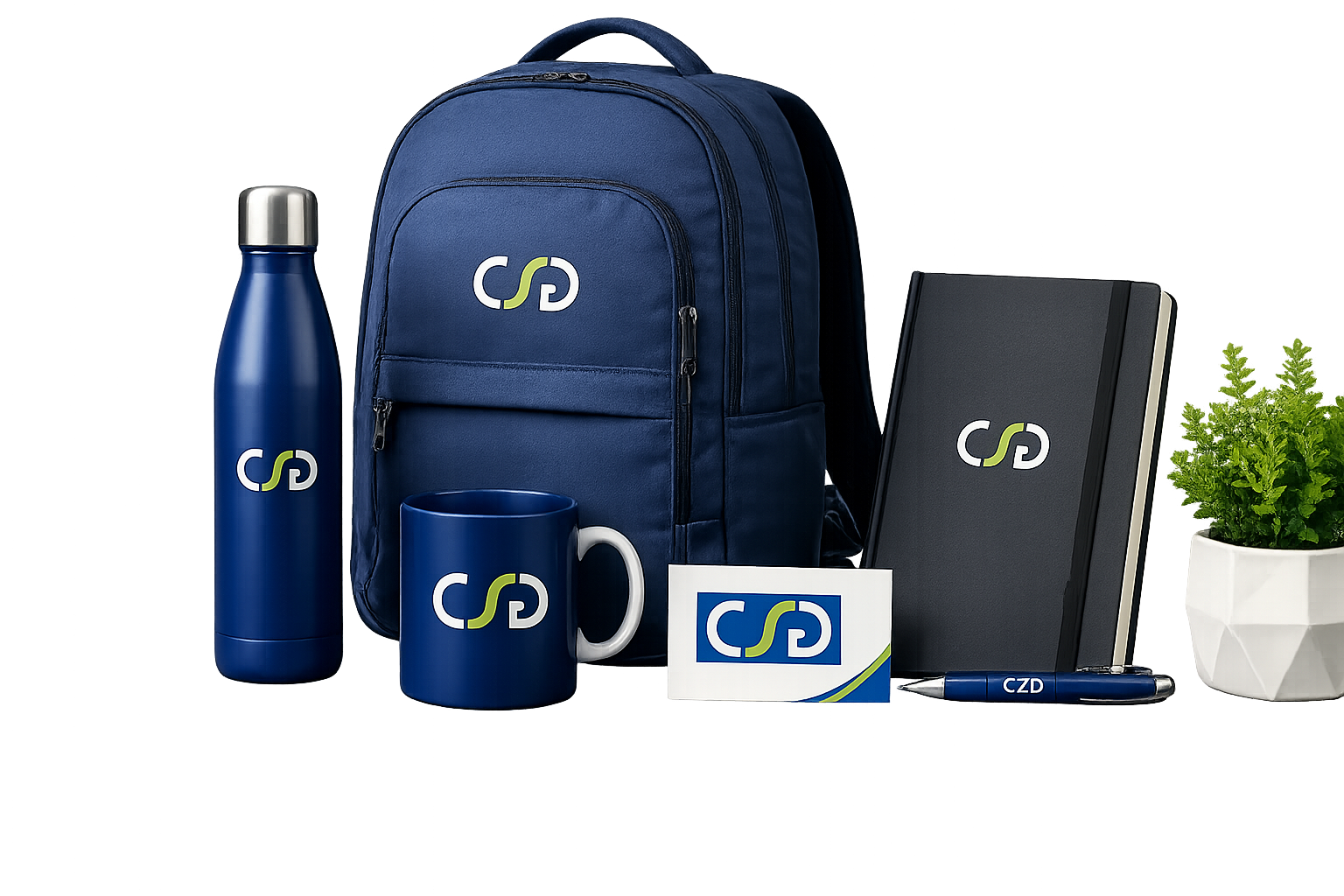 CSG Branded Corporate Product Showcase - Backpack, Bottle, Mug, Diary, Pen, Visiting Card